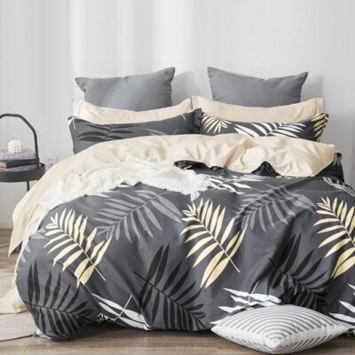 Komplet Pościeli Satyna Bawełniana w Liście