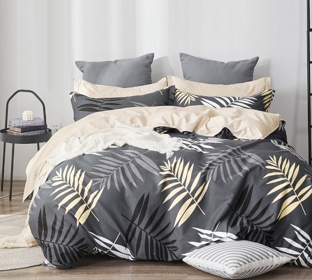 Komplet Pościeli Satyna Bawełniana w Liście