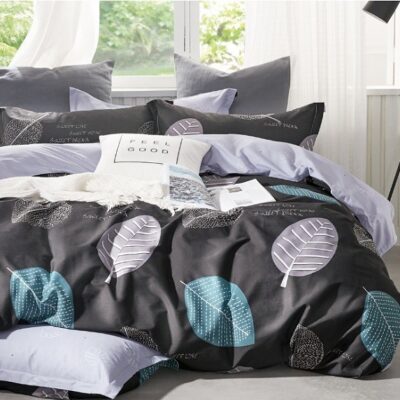 Komplet Pościeli Satyna Bawełniana w Liście