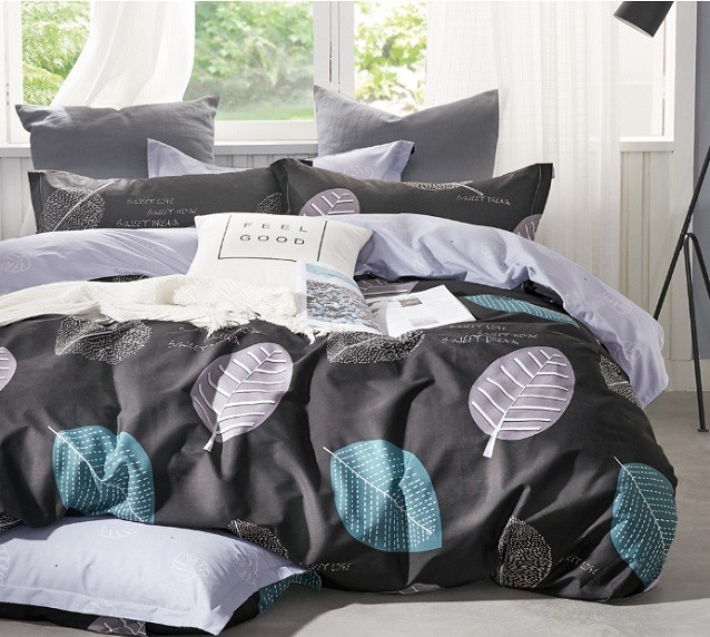 Komplet Pościeli Satyna Bawełniana w Liście