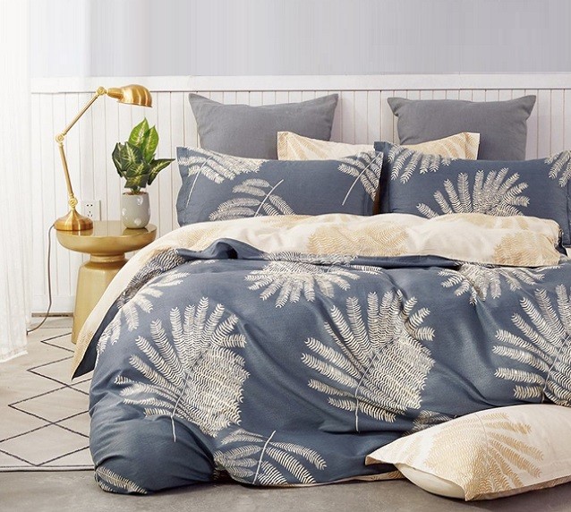 Komplet Pościeli Satyna Bawełniana Paprocie