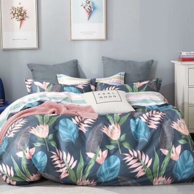 Komplet Pościeli Satyna Bawełniana Liście