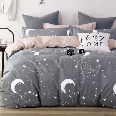 Komplet Pościeli Satyna Bawełniana Gwiazdki