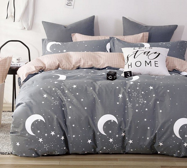 Komplet Pościeli Satyna Bawełniana Gwiazdki