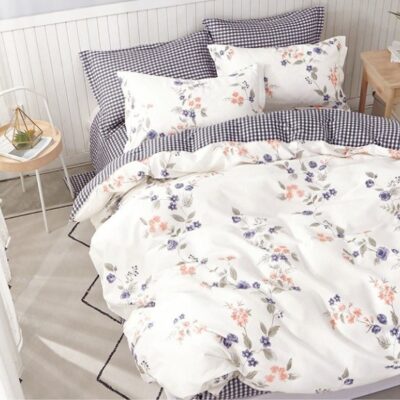 Komplet Pościeli Satyna Bawełniana Kwiatki