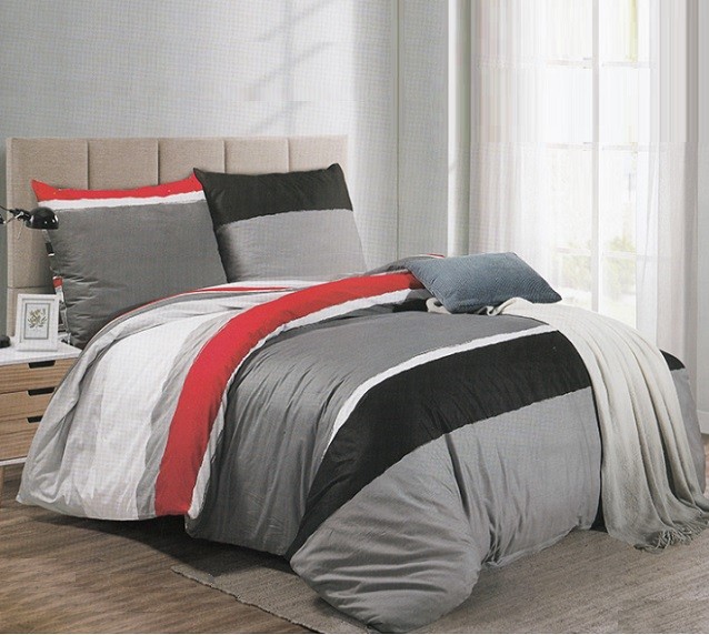 Komplet Pościeli Satyna Bawełniana Pasy