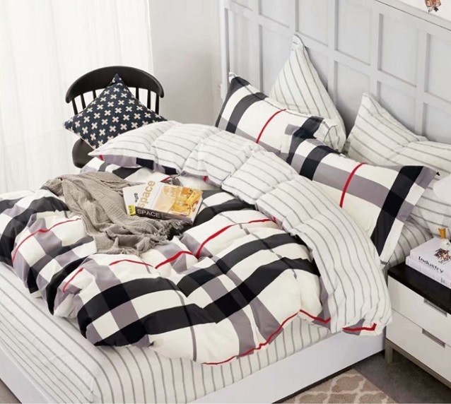 Komplet Pościeli Satyna Bawełniana Kratka