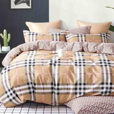 Komplet Pościeli Satyna Bawełniana Kratka