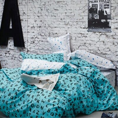 Komplet Pościeli Satyna Bawełniana Turkus