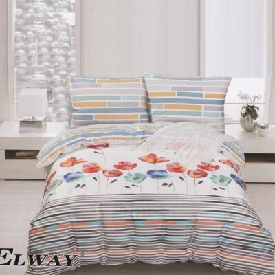 Komplet Pościeli Satyna Bawełniana w Kwiatki