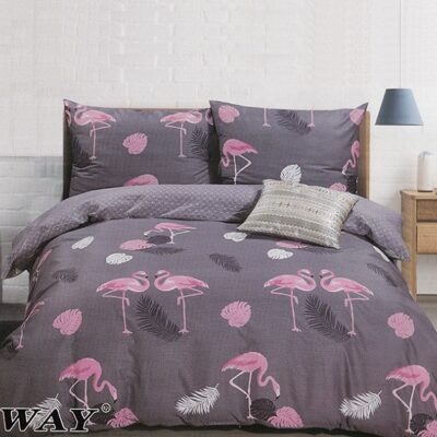 Komplet Pościeli Satyna Bawełniana Flamingi