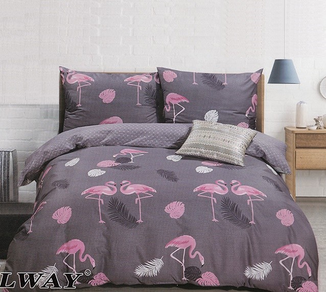 Komplet Pościeli Satyna Bawełniana Flamingi