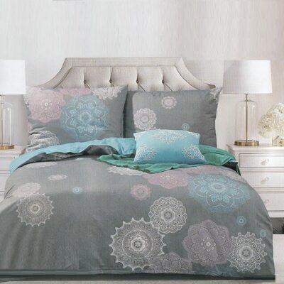 Komplet Pościeli Satyna Bawełniana Szara