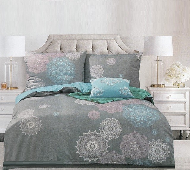 Komplet Pościeli Satyna Bawełniana Szara