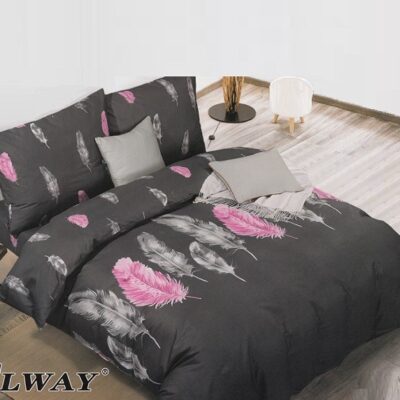 Komplet Pościeli Satyna Bawełniana w Piórka