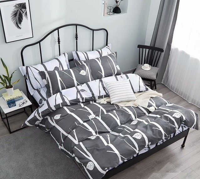 Komplet Pościeli Satyna Bawełniana Liście