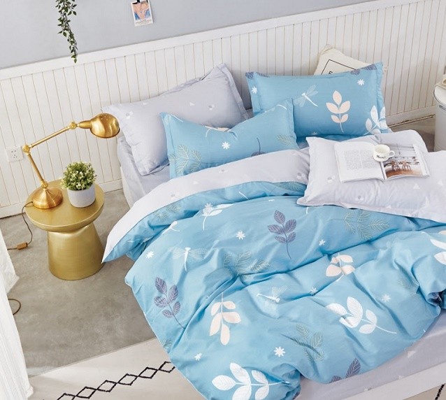 Komplet Pościeli Satyna Bawełniana Liście