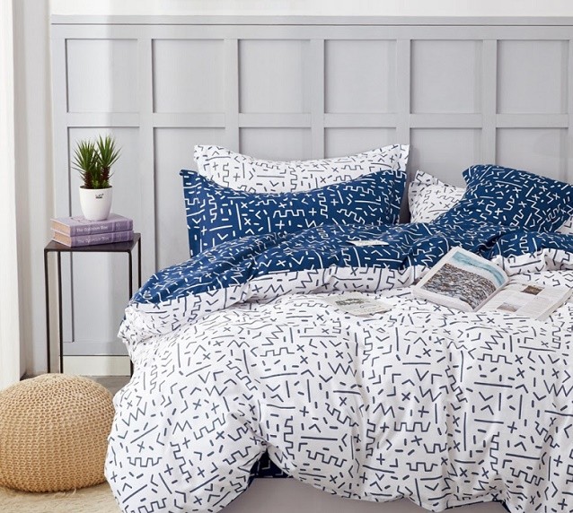 Komplet Pościeli Satyna Bawełniana Zygzaki