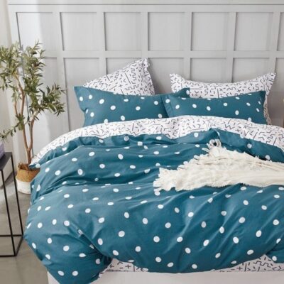 Komplet Pościeli Satyna Bawełniana Groszki