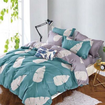 Komplet Pościeli Satyna Bawełniana Liście