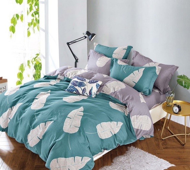 Komplet Pościeli Satyna Bawełniana Liście
