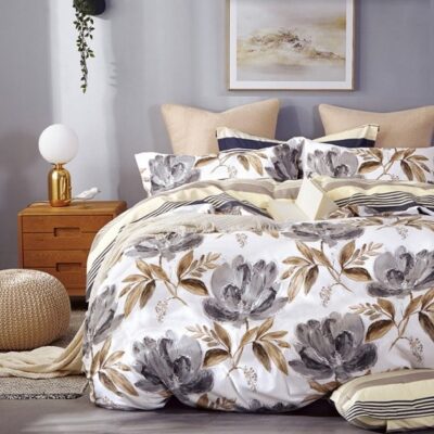 Komplet Pościeli Satyna Bawełniana Kwiatki