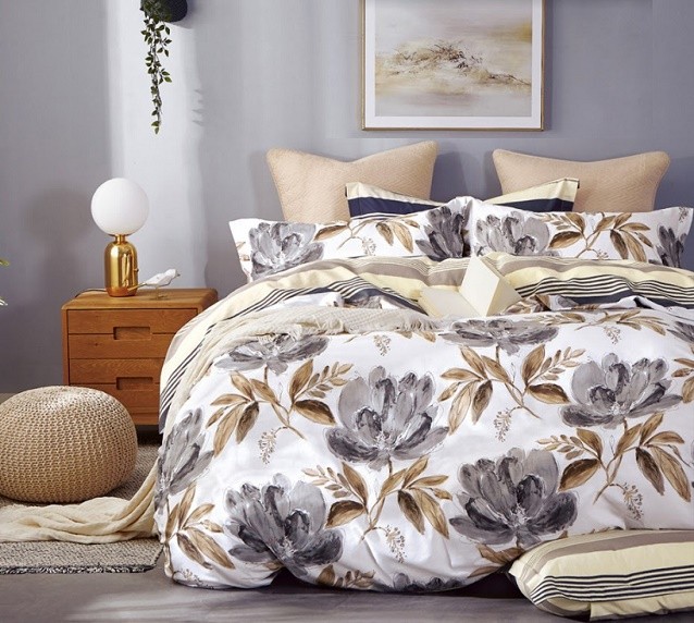 Komplet Pościeli Satyna Bawełniana Kwiatki