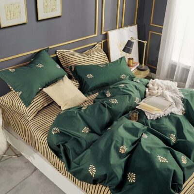 Komplet Pościeli Satyna Bawełniana Liście