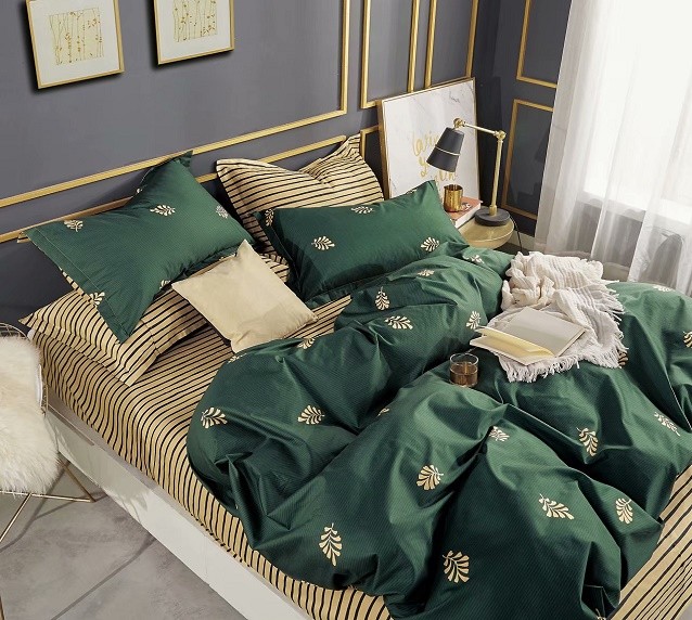 Komplet Pościeli Satyna Bawełniana Liście