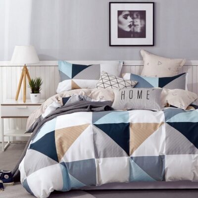 Komplet Pościeli Satyna Bawełniana Trójkąty