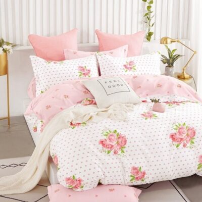 Komplet Pościeli Satyna Bawełniana Róże