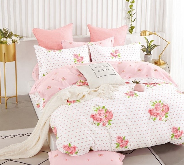 Komplet Pościeli Satyna Bawełniana Róże