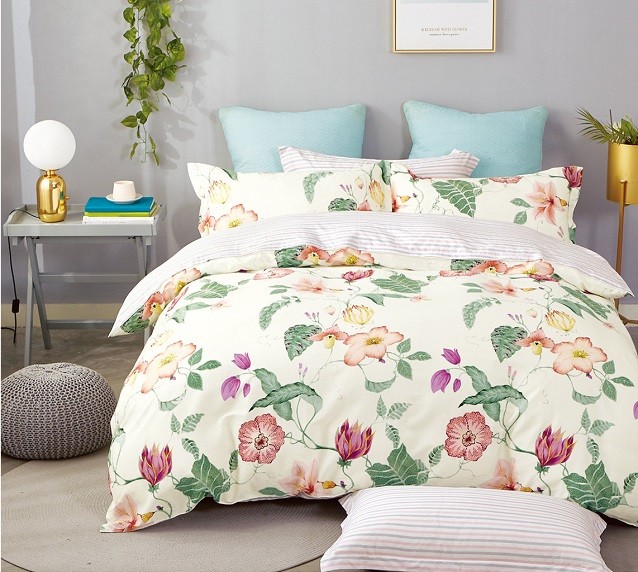 Komplet Pościeli Satyna Bawełniana Paski