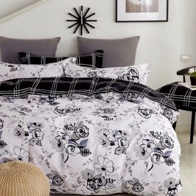 Komplet Pościeli Satyna Bawełniana Kwiatki