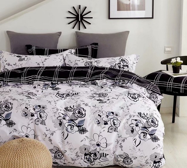 Komplet Pościeli Satyna Bawełniana Kwiatki