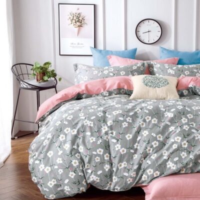 Komplet Pościeli Satyna Bawełniana Kwiatki