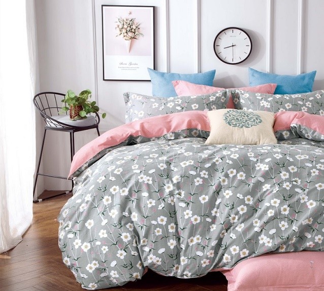 Komplet Pościeli Satyna Bawełniana Kwiatki