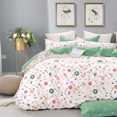 Komplet Pościeli Satyna Bawełniana Kwiatki