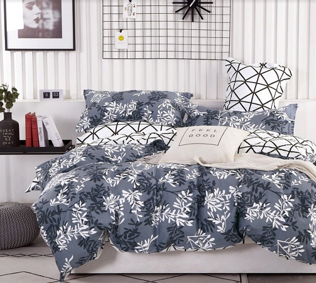 Komplet Pościeli Satyna Bawełniana Listki