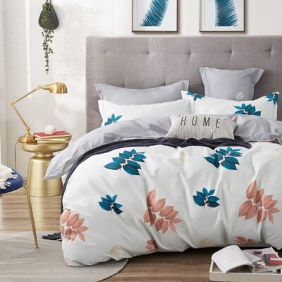 Komplet Pościeli Satyna Bawełniana Liście