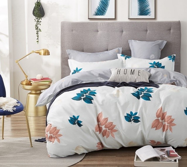 Komplet Pościeli Satyna Bawełniana Liście