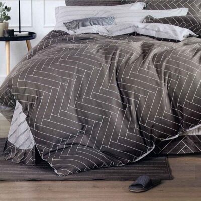 Komplet Pościeli Satyna Bawełniana w Paski