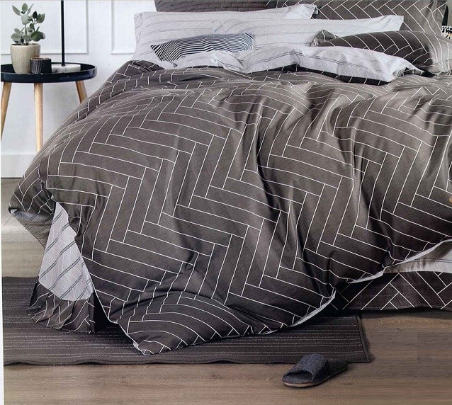 Komplet Pościeli Satyna Bawełniana w Paski