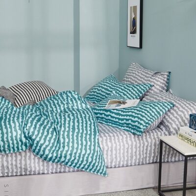 Komplet Pościeli Satyna Bawełniana Fale