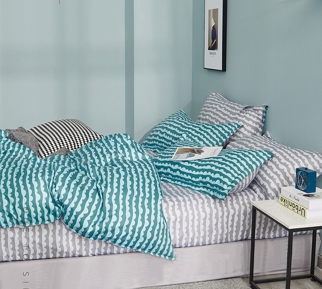 Komplet Pościeli Satyna Bawełniana Fale