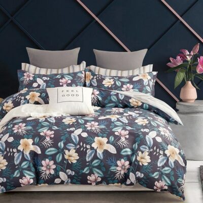 Komplet Pościeli Satyna Bawełniana Kwiaty