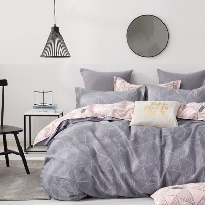 Komplet Pościeli Satyna Bawełniana Trójkąty