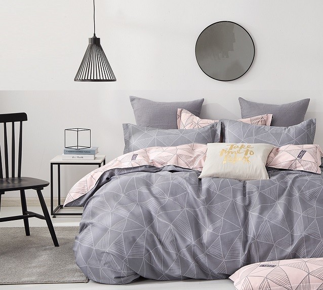 Komplet Pościeli Satyna Bawełniana Trójkąty