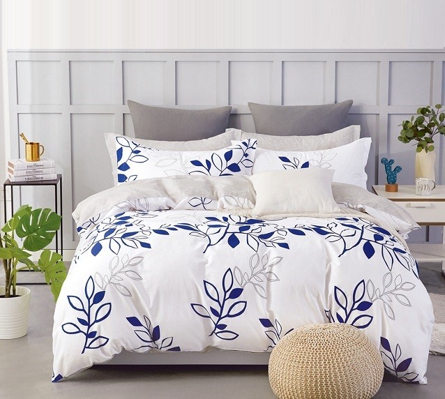 Komplet Pościeli Satyna Bawełniana Liście