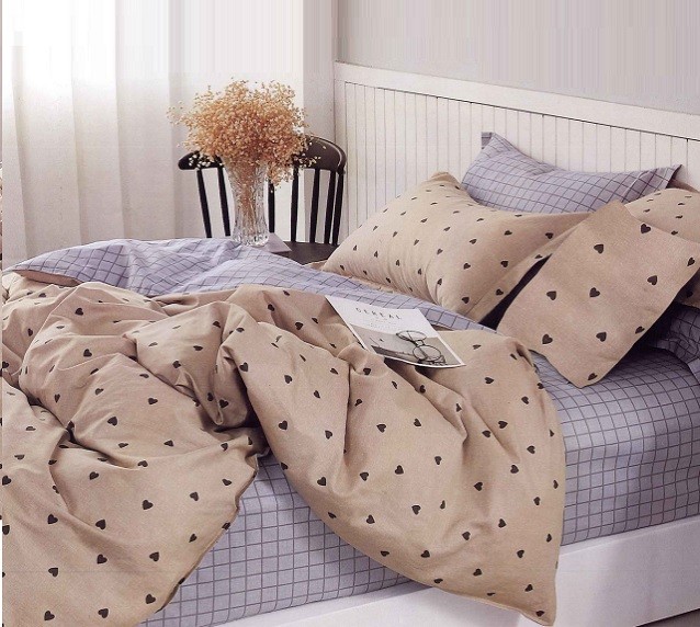 Komplet Pościeli Satyna Bawełniana Serca